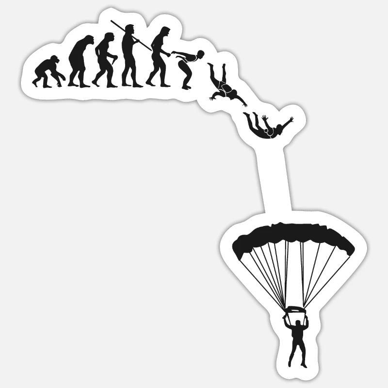 Evolution parachutiste - Sticker taille S (10 x 10 cm) - blanc mat