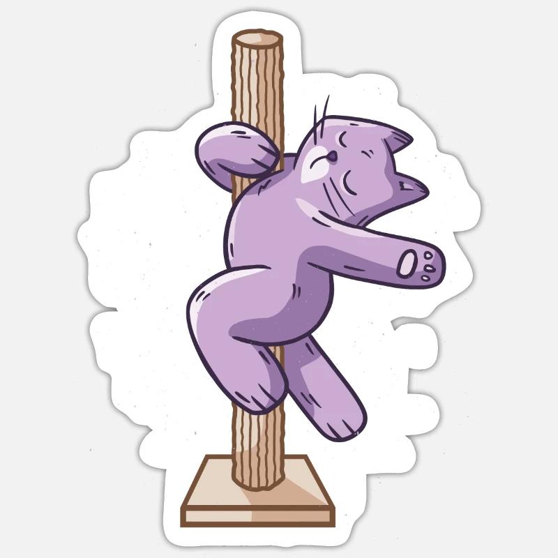 Funny pole dance cat - Sticker size S (10 x 10 cm) - white matte