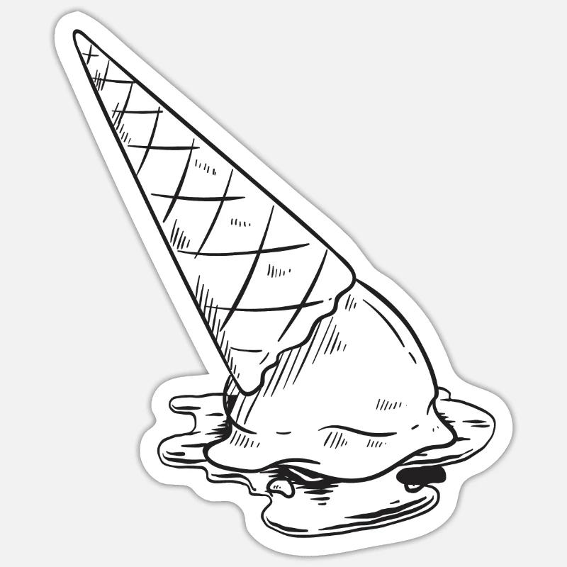Crème glacée - Sticker taille S (10 x 10 cm) - blanc mat