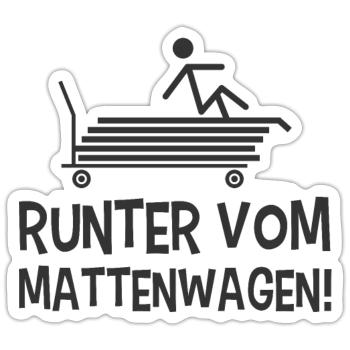 Mattenwagen Sportlehrer - Sticker Größe S (10 x 10 cm) - Mattweiß - Vorne