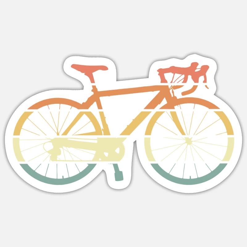 Vélo vélo de course rétro - Sticker taille S (10 x 10 cm) - blanc mat