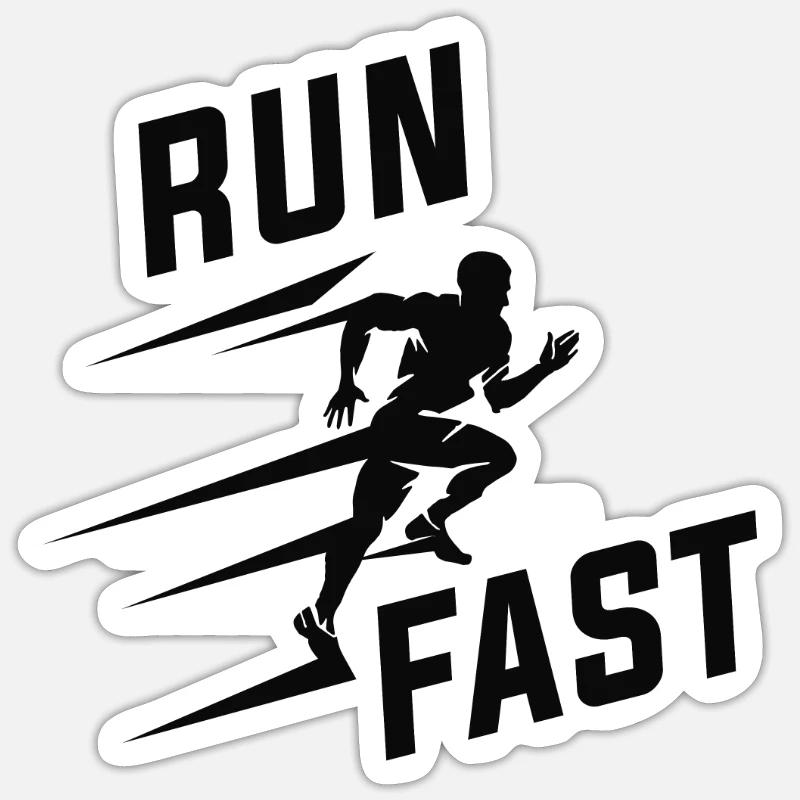 Leichtathletik Run Fast - Sticker Größe S (10 x 10 cm) - Mattweiß
