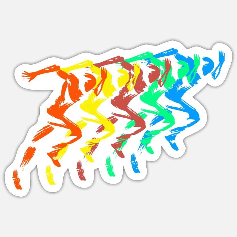 Leichtathletik Läufer Bunt Sprinter Sticker Größe S (10 x 10 cm)