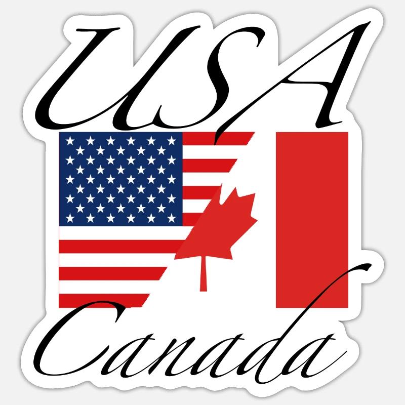 USA Canada drapeau - Sticker taille S (10 x 10 cm) - blanc mat
