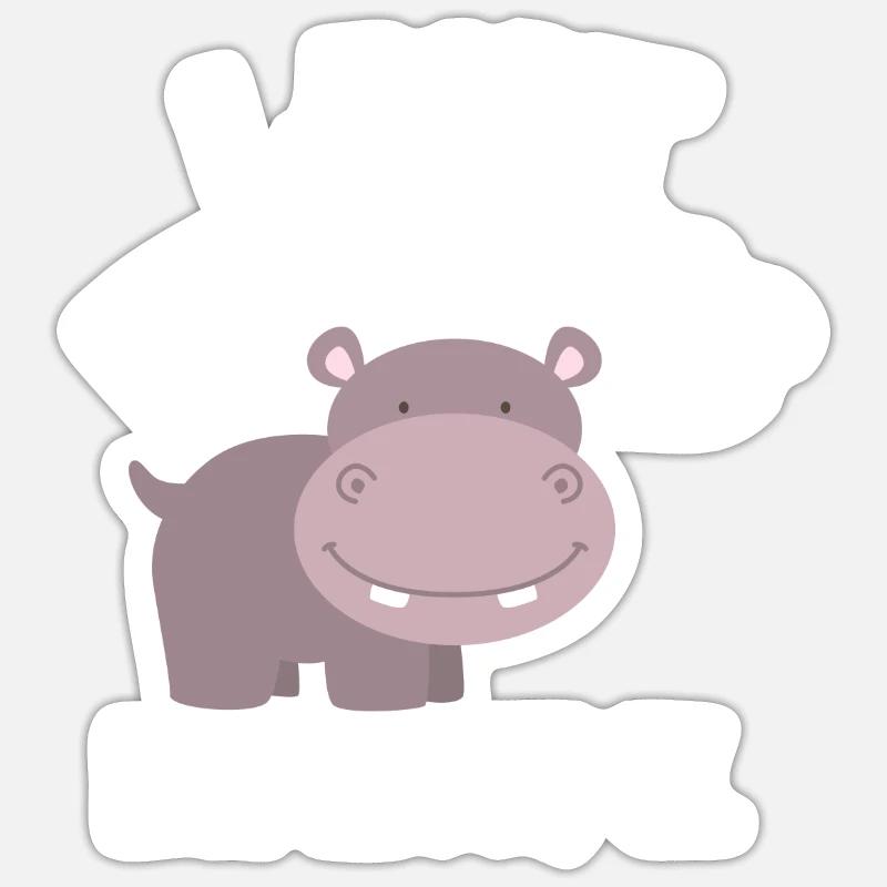 Nilpferd - Sticker Größe S (10 x 10 cm) - Mattweiß
