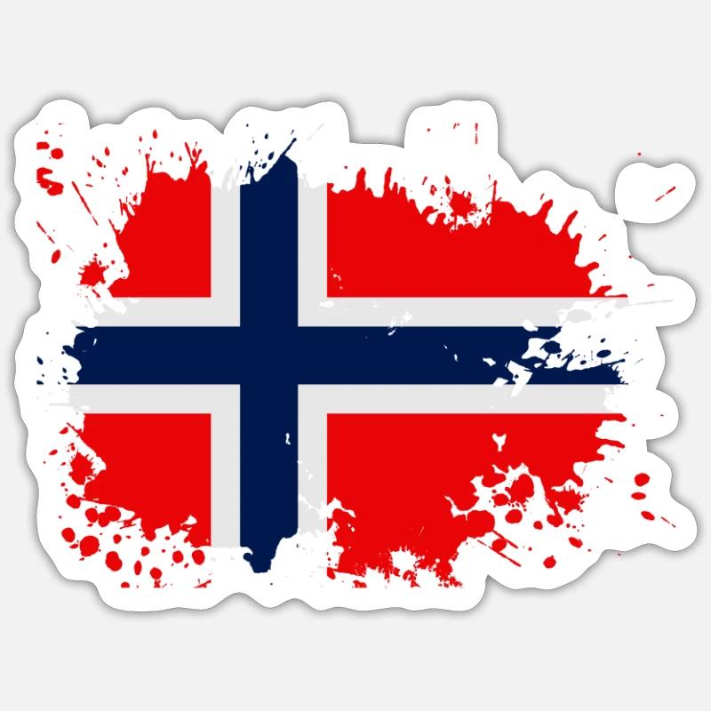 Éclaboussure du drapeau norvégien - Sticker taille S (10 x 10 cm) - blanc mat