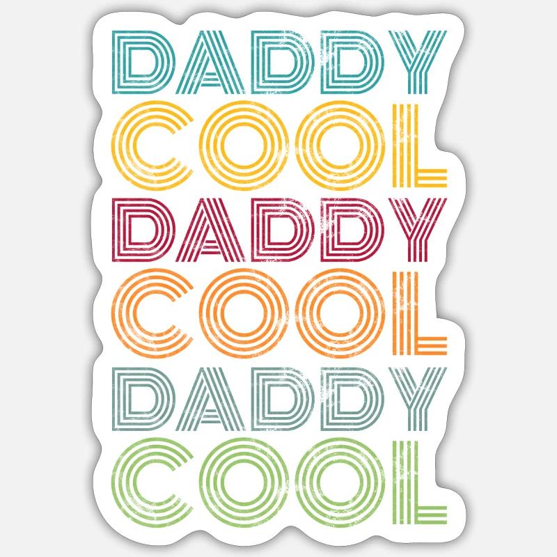 Papa Cool Père Rétro - Sticker taille S (10 x 10 cm) - blanc mat