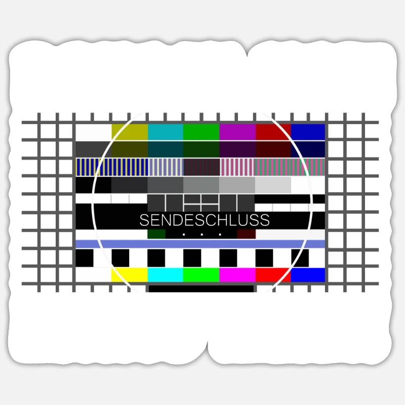 Sendeschluss: 80er 90er Testbild Sticker Größe S (10 x 10 cm)