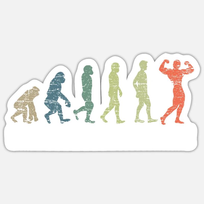 Evolution de la musculation - Sticker taille S (10 x 10 cm) - blanc mat
