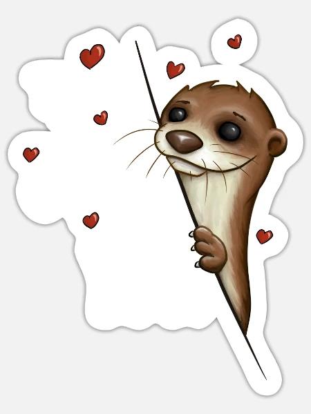 There Is No Otter Like You Valentinstag Otter Spaß - Sticker Größe S (10 x 10 cm) - Mattweiß