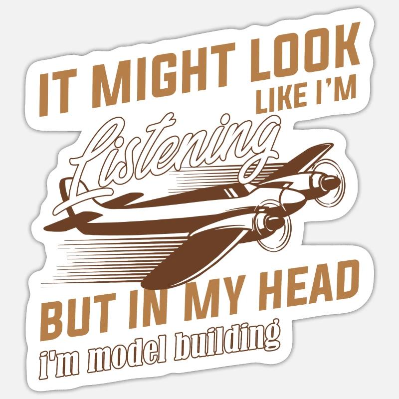 modèle d'avion - Sticker taille S (10 x 10 cm) - blanc mat