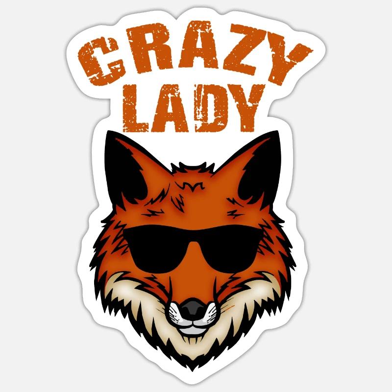 Fox Crazy Lady - Sticker size S (10 x 10 cm) - white matte