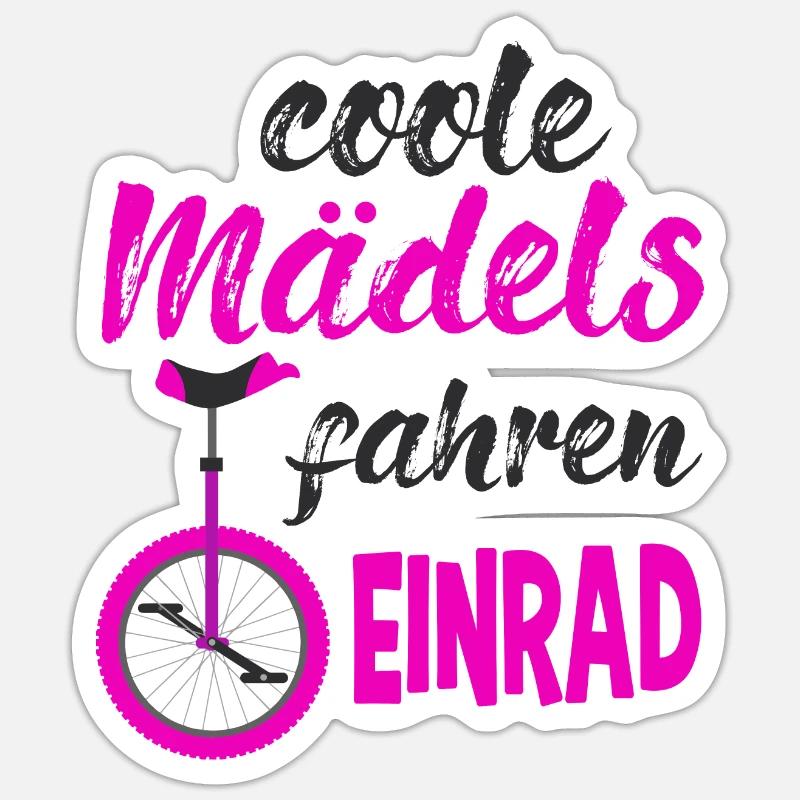 Einrad Mädchen - Sticker Größe S (10 x 10 cm) - Mattweiß