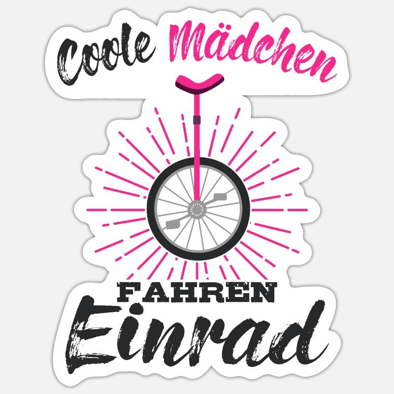 Einrad Mädchen - Sticker Größe S (10 x 10 cm) - Mattweiß