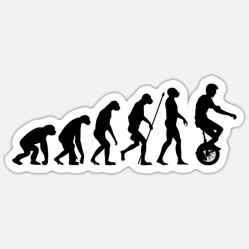 Einrad Evolution - Sticker Größe S (10 x 10 cm) - Mattweiß