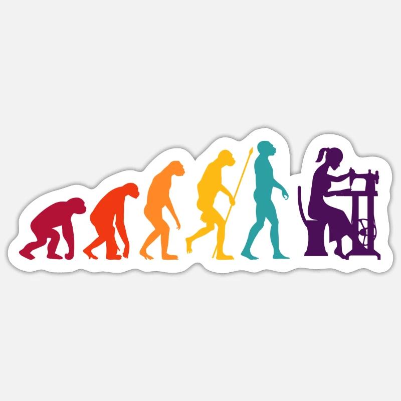 Evolution de la couture - Sticker taille S (10 x 10 cm) - blanc mat