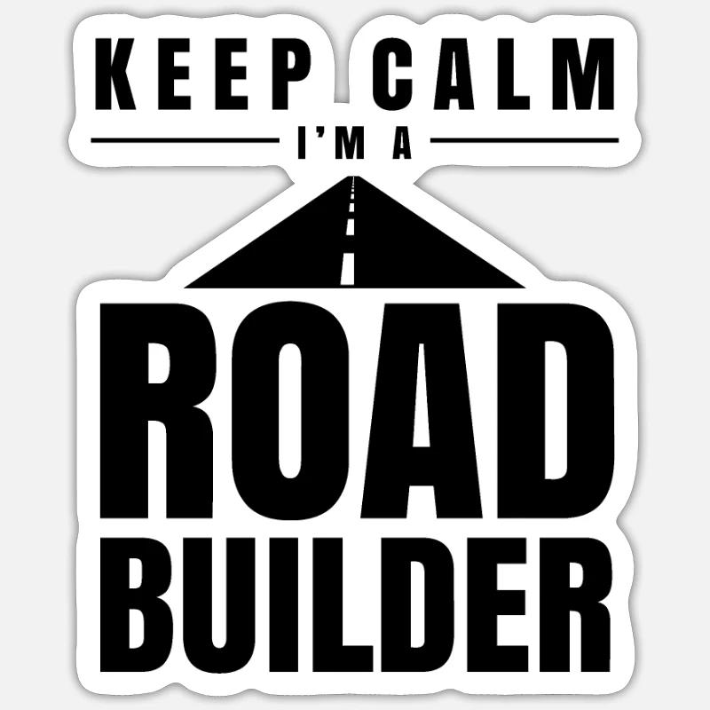 Asphalt road construction road builders - Sticker size S (10 x 10 cm) - white matte