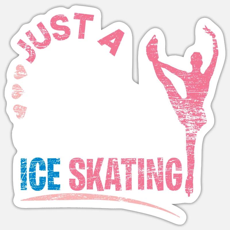 Filles de patinage - Sticker taille S (10 x 10 cm) - blanc mat