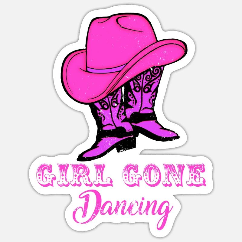 Linedance, Line dancing Boots - Sticker Größe S (10 x 10 cm) - Mattweiß