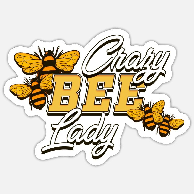 Bee Crazy Lady - Sticker size S (10 x 10 cm) - white matte