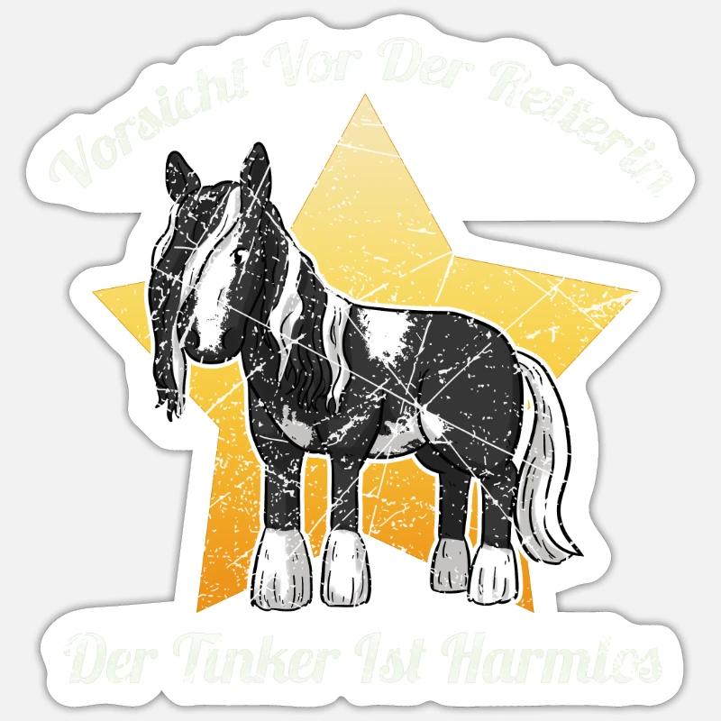Irish Tinker Pferd Gypsy Cop - Sticker Größe S (10 x 10 cm) - Mattweiß