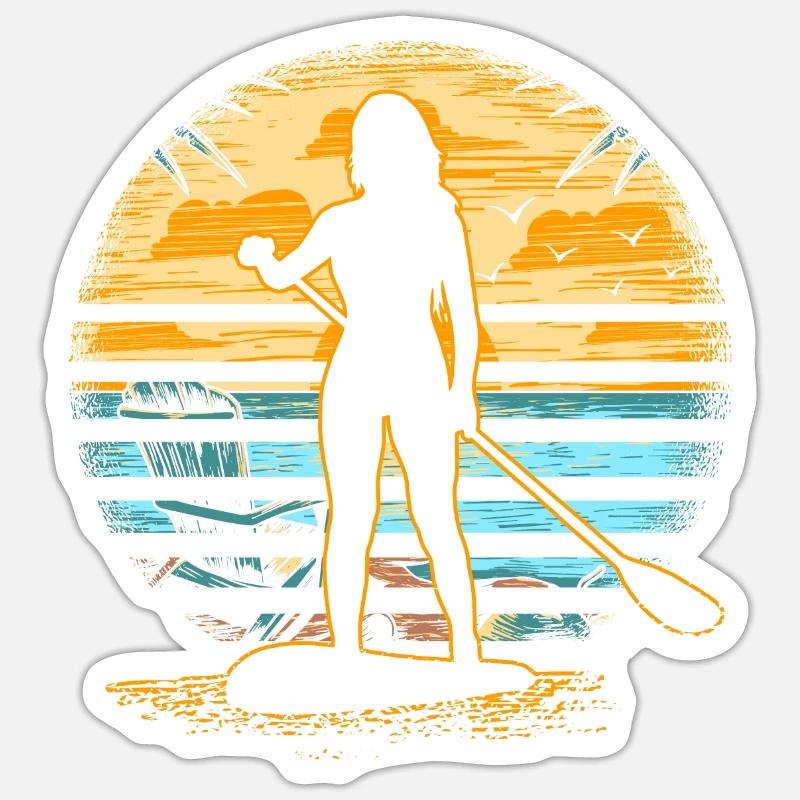 Surfbrett Mädchen - Sticker Größe S (10 x 10 cm) - Mattweiß