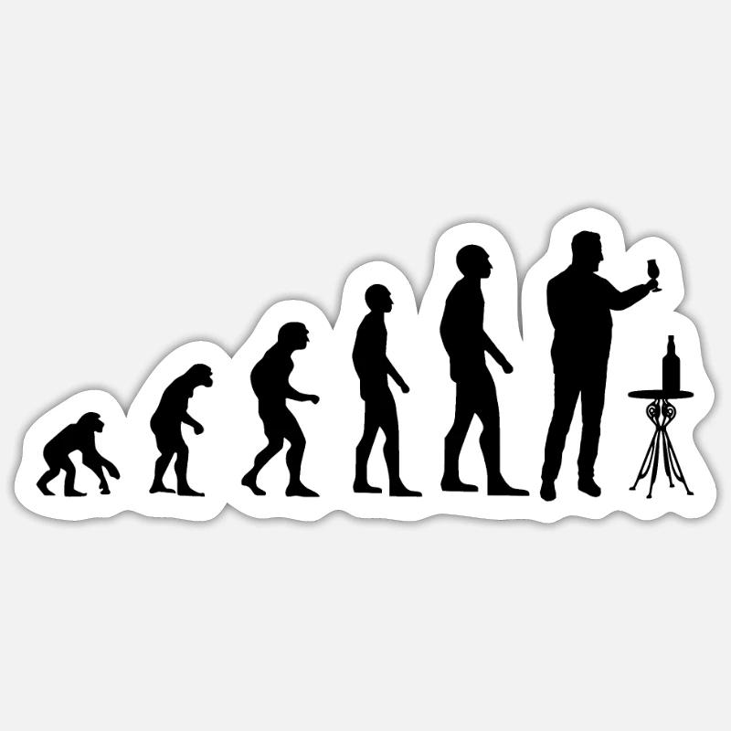 Whisky Evolution - Whiskytrinker Geschenk - Sticker Größe S (10 x 10 cm) - Mattweiß