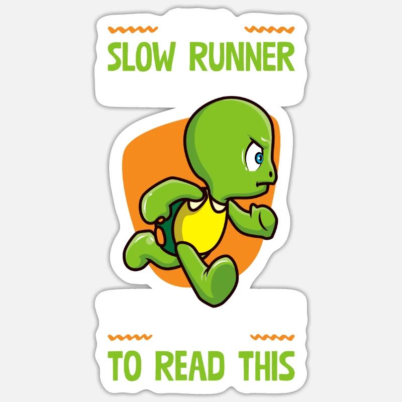 I am a slow runner Marathon Läufer Humor Langsam - Sticker Größe S (10 x 10 cm) - Mattweiß