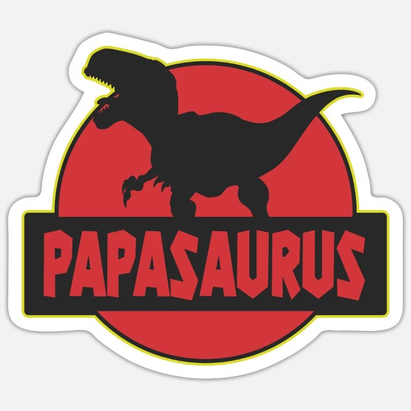 Papasaurus father dinosaur T-Rex - Sticker size S (10 x 10 cm) - white matte