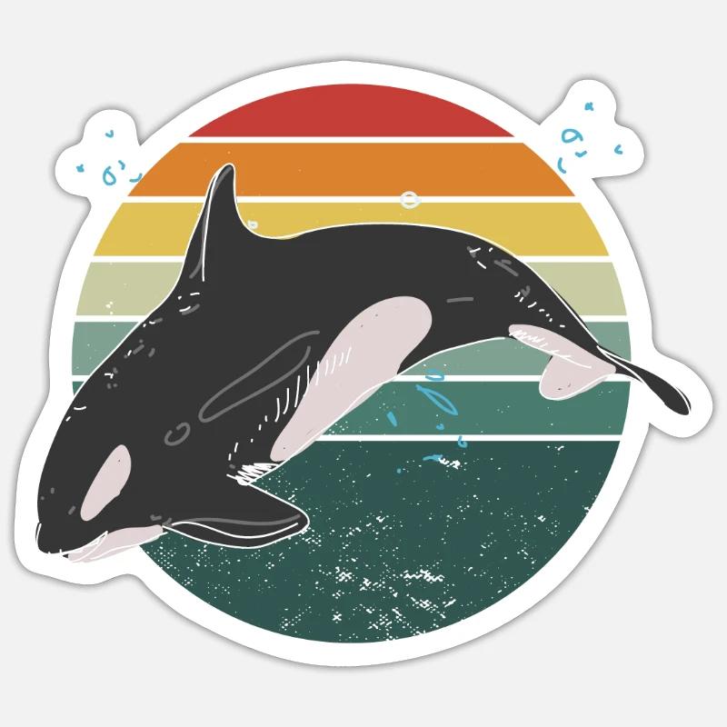 Retro orca - Sticker size S (10 x 10 cm) - white matte