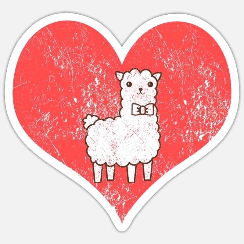 coeur de lama mignon - Sticker taille S (10 x 10 cm) - blanc mat