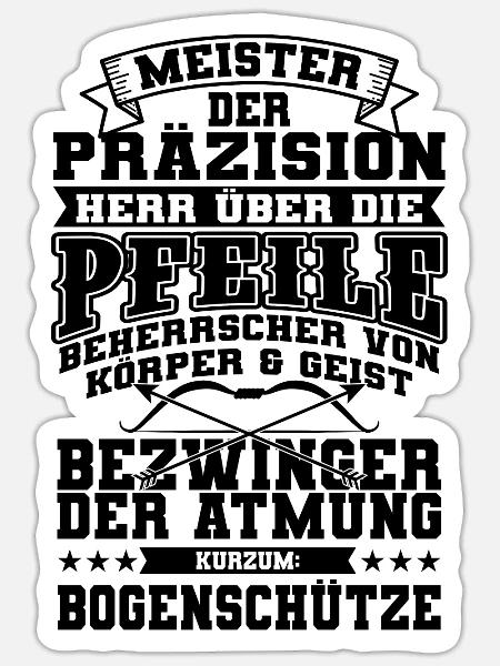 Bogenschütze - Sticker Größe S (10 x 10 cm) - Mattweiß