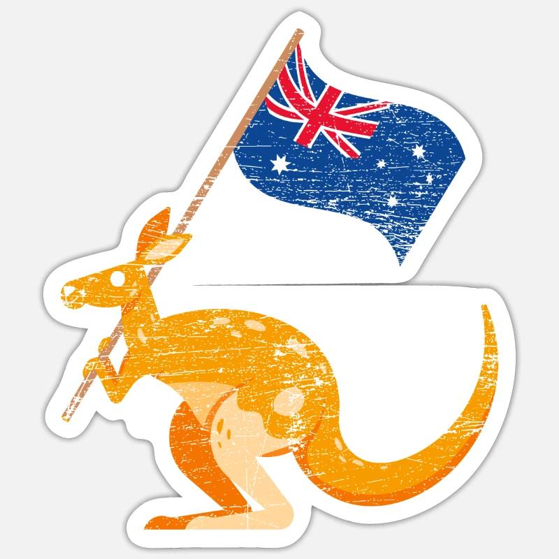Drapeau australien - Sticker taille S (10 x 10 cm) - blanc mat
