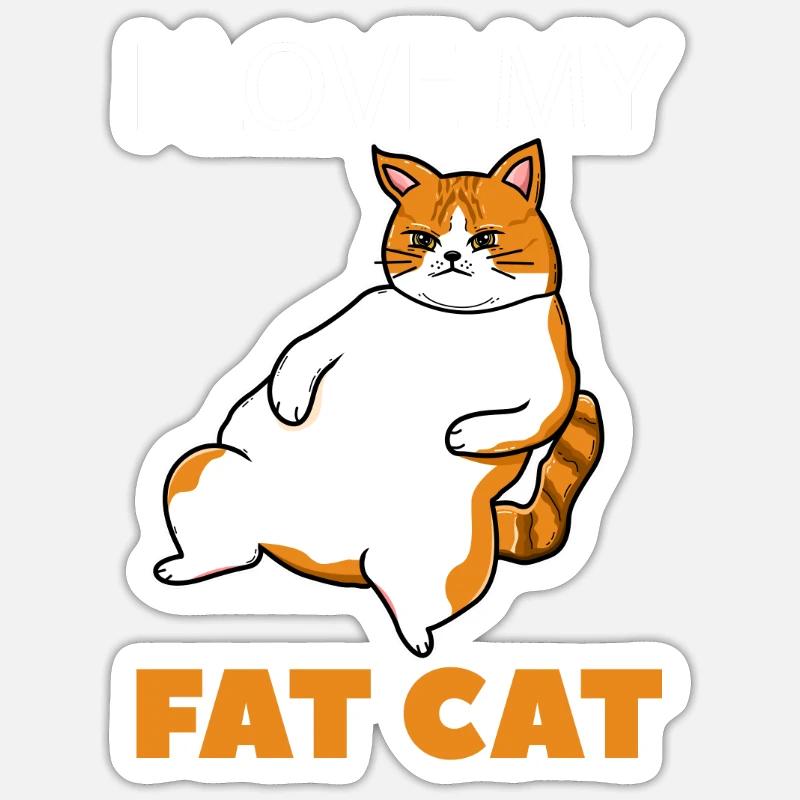 Amant de chat gros chat - Sticker taille S (10 x 10 cm) - blanc mat