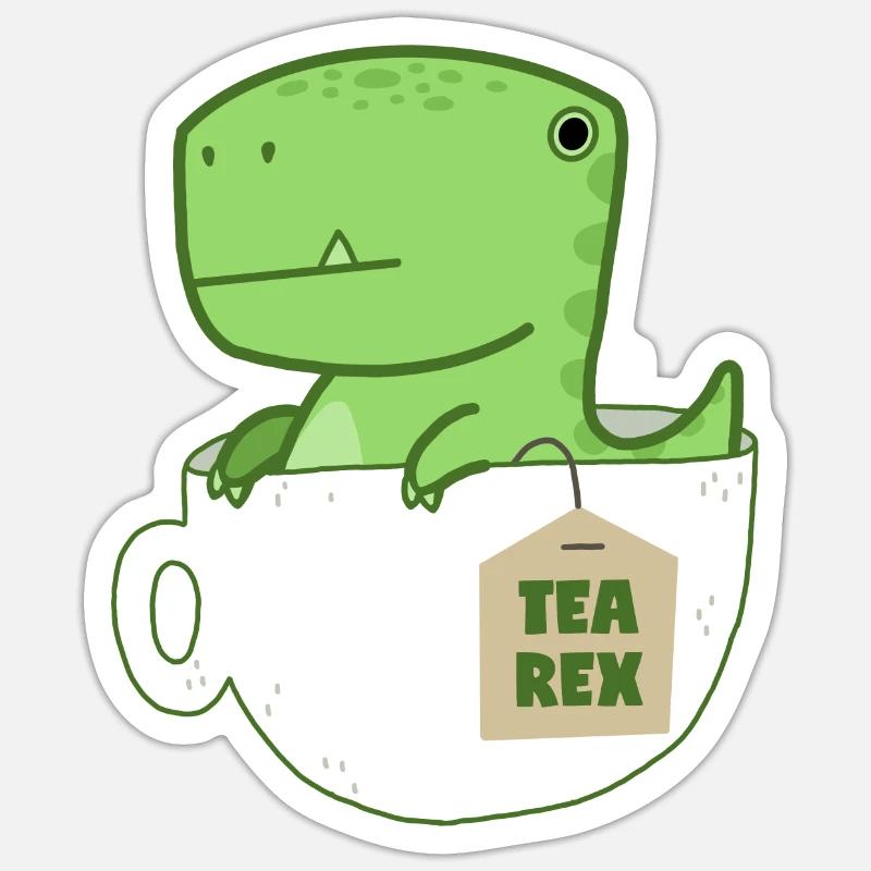 Tea Rex - Sticker size S (10 x 10 cm) - white matte