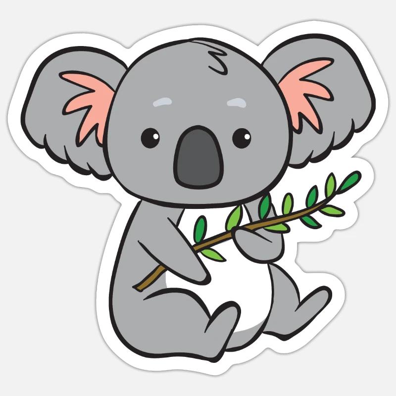 Koala - mit Ast - Sticker Größe S (10 x 10 cm) - Mattweiß