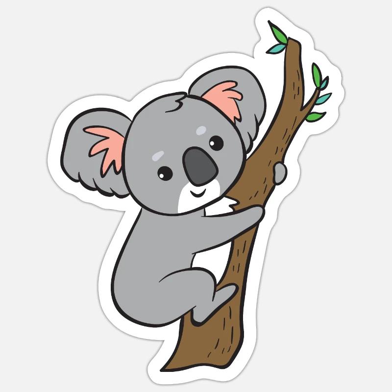 Koala - sur l'arbre - Sticker taille S (10 x 10 cm) - blanc mat