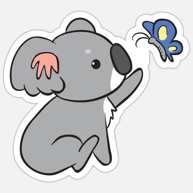 Koala - with butterfly - Sticker size S (10 x 10 cm) - white matte