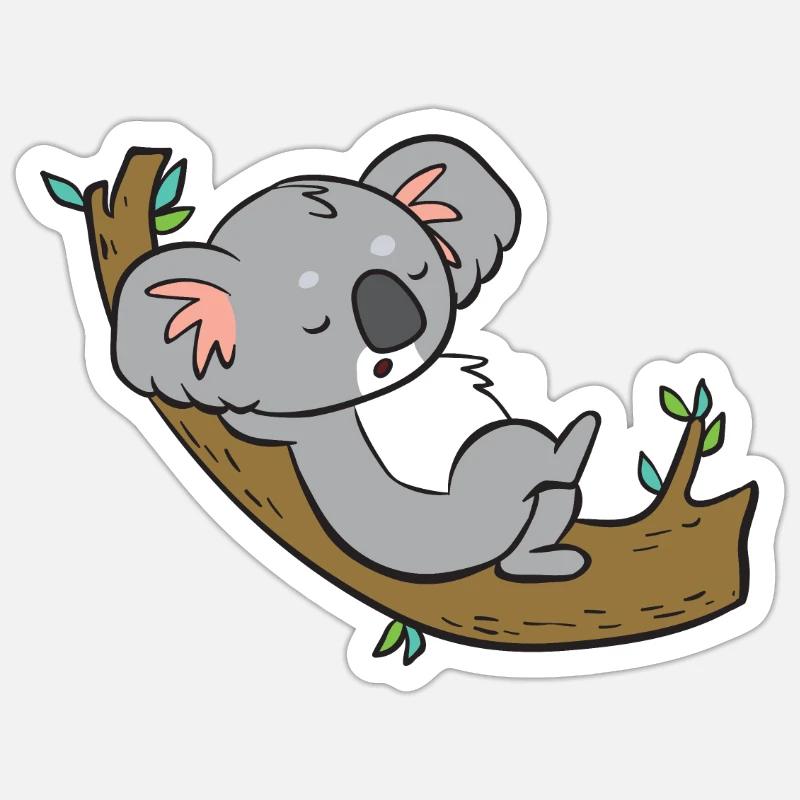 Koala - relaxed on branch - Sticker size S (10 x 10 cm) - white matte