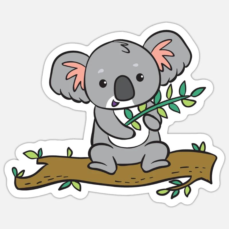 Koala - with eucalyptus on tree - Sticker size S (10 x 10 cm) - white matte