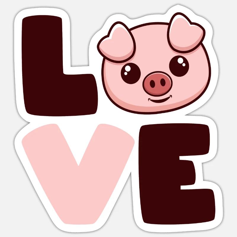 Les cochons aiment - Sticker taille S (10 x 10 cm) - blanc mat