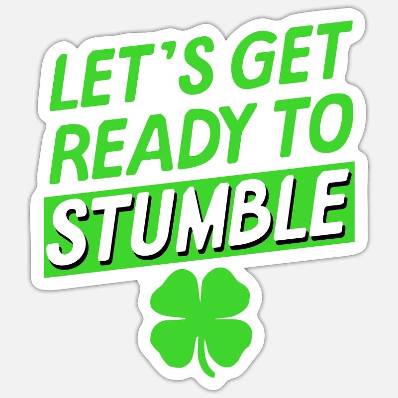 St Patricks day Stumble - Sticker taille S (10 x 10 cm) - blanc mat