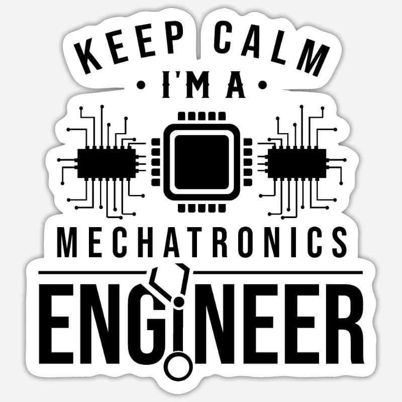 mécatronique - Sticker taille S (10 x 10 cm) - blanc mat
