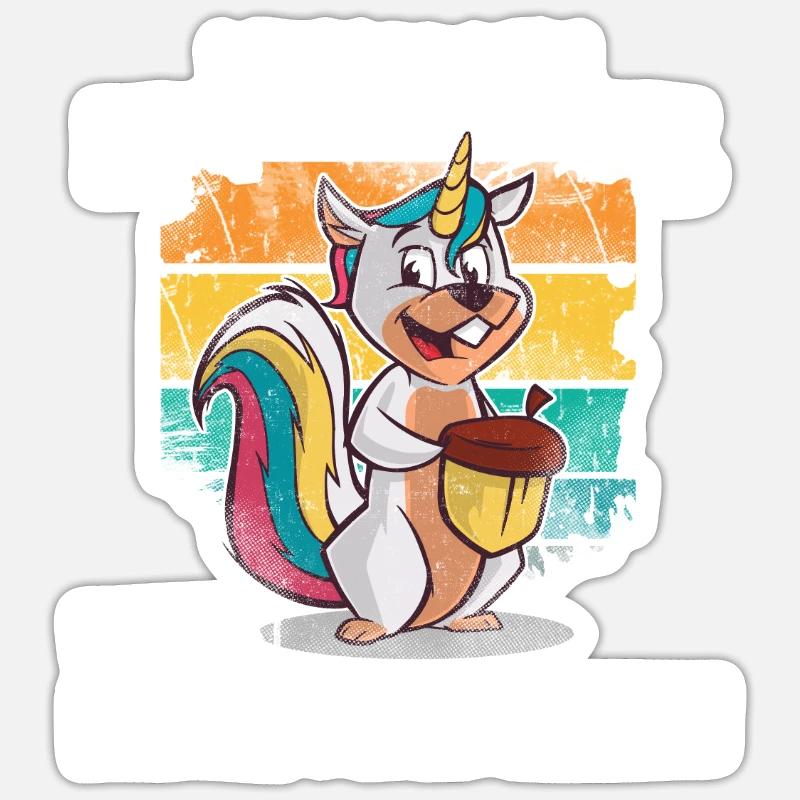 Eichhörnchen Einhorn Eichkatzerl Eichkatze Sticker Größe S (10 x 10 cm)