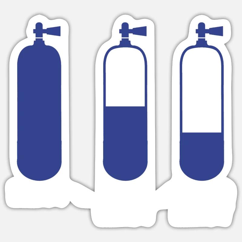 bouteilles de plongée - Sticker taille S (10 x 10 cm) - blanc mat