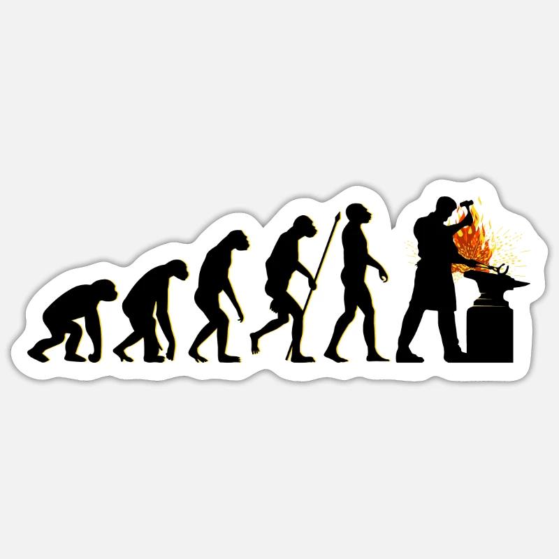 Hufschmied Evolution - Sticker Größe S (10 x 10 cm) - Mattweiß
