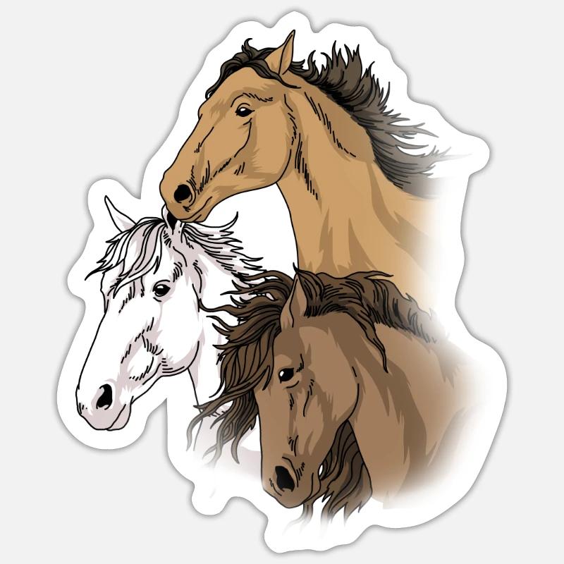 Pferdesticker Pferd Geschenk Mädchen Pferde Reiten - Sticker Größe S (10 x 10 cm) - Mattweiß