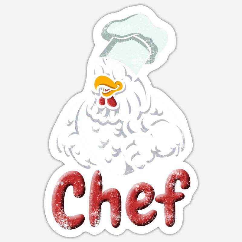 Chef chicken cooking kitchen baking gift Sticker size S (10 x 10 cm)