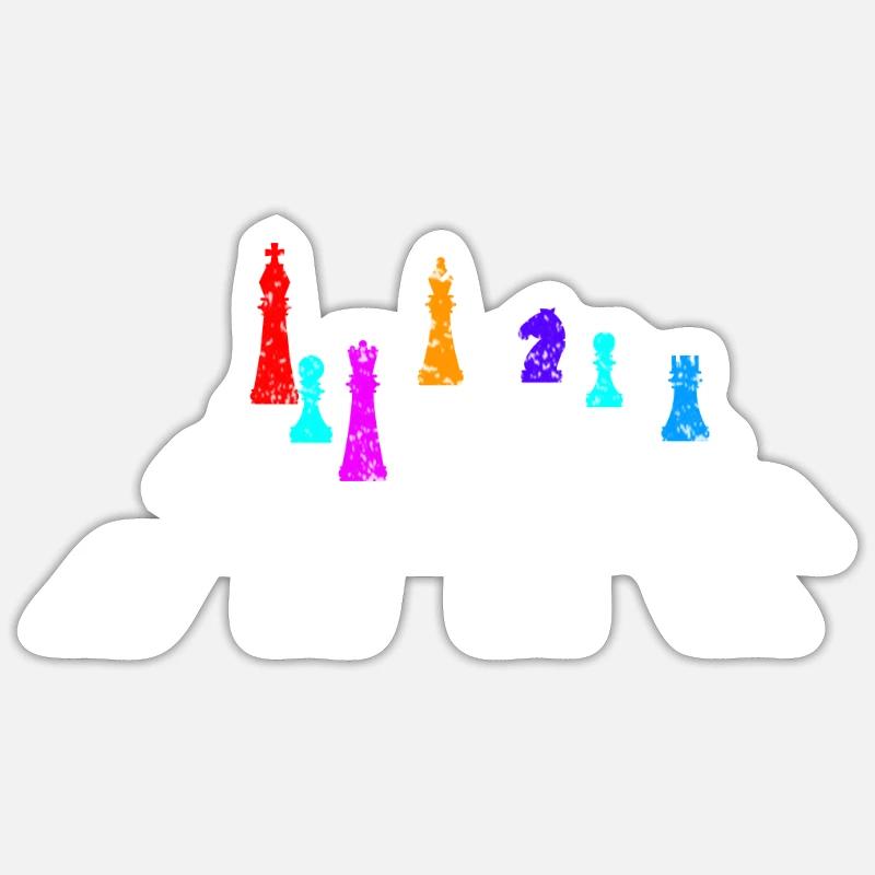 Rétro jeu d’échecs - Sticker taille S (10 x 10 cm) - blanc mat