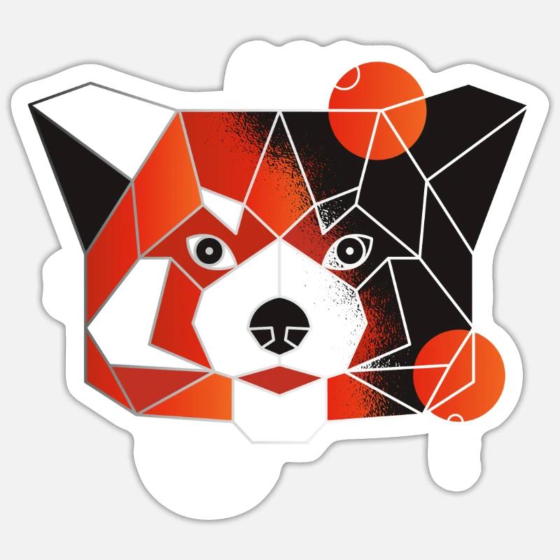 Roter Panda Low Poly Red Panda Polygon Animal - Sticker Größe S (10 x 10 cm) - Mattweiß